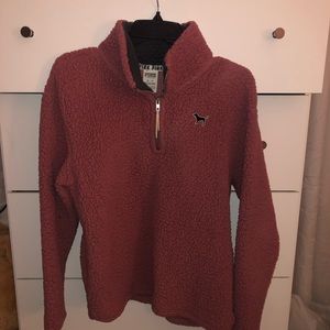 PINK fleece quarter zip XS